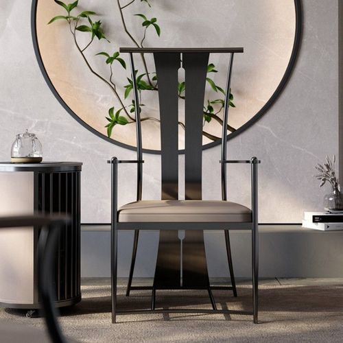 工厂专业定制轻奢泡茶桌椅设计师茶桌椅组合套约现代不锈钢主人椅
